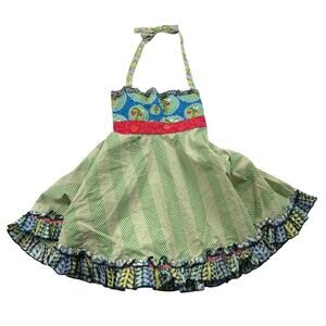 Matilda Jane‎ Dress Strawberry Fields Dress Halter Circle Skirt Ruffle Girls 4